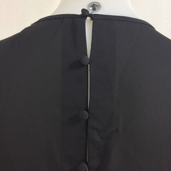 Donna Karan Blouse Short Sleeve Crew Neck Buttons Velvet Blouse Top Black Medium - Picture 5 of 10